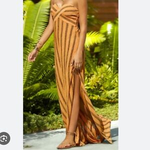 Ramy Brook Strapless Dress in Orange and Black